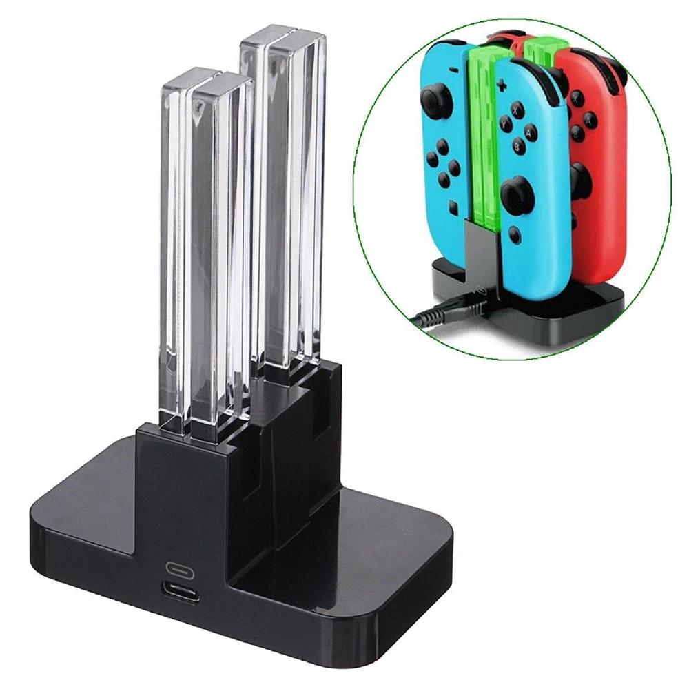 OSTENT 4 in 1 Charging Stand Dock Power Station LED Charger for Nintendo Switch Joy-Con Controller