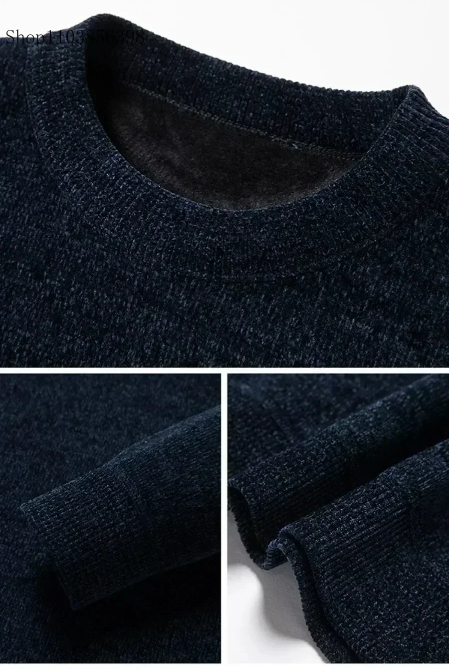 2024 New Men\'s Thickened Sweater Knitted Sweaters Men Solid Fleece Crew Neck Warm Casual Top Pullover Male Knitwear Oversize 4XL