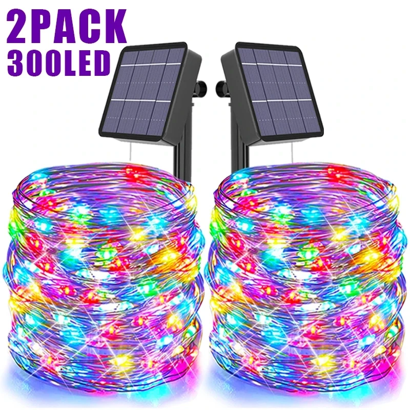 

2PCS 32M 300LED Solar LED String Lights Outdoor Waterproof Festoon Garden Decor Christmas Fairy Garland String Lights