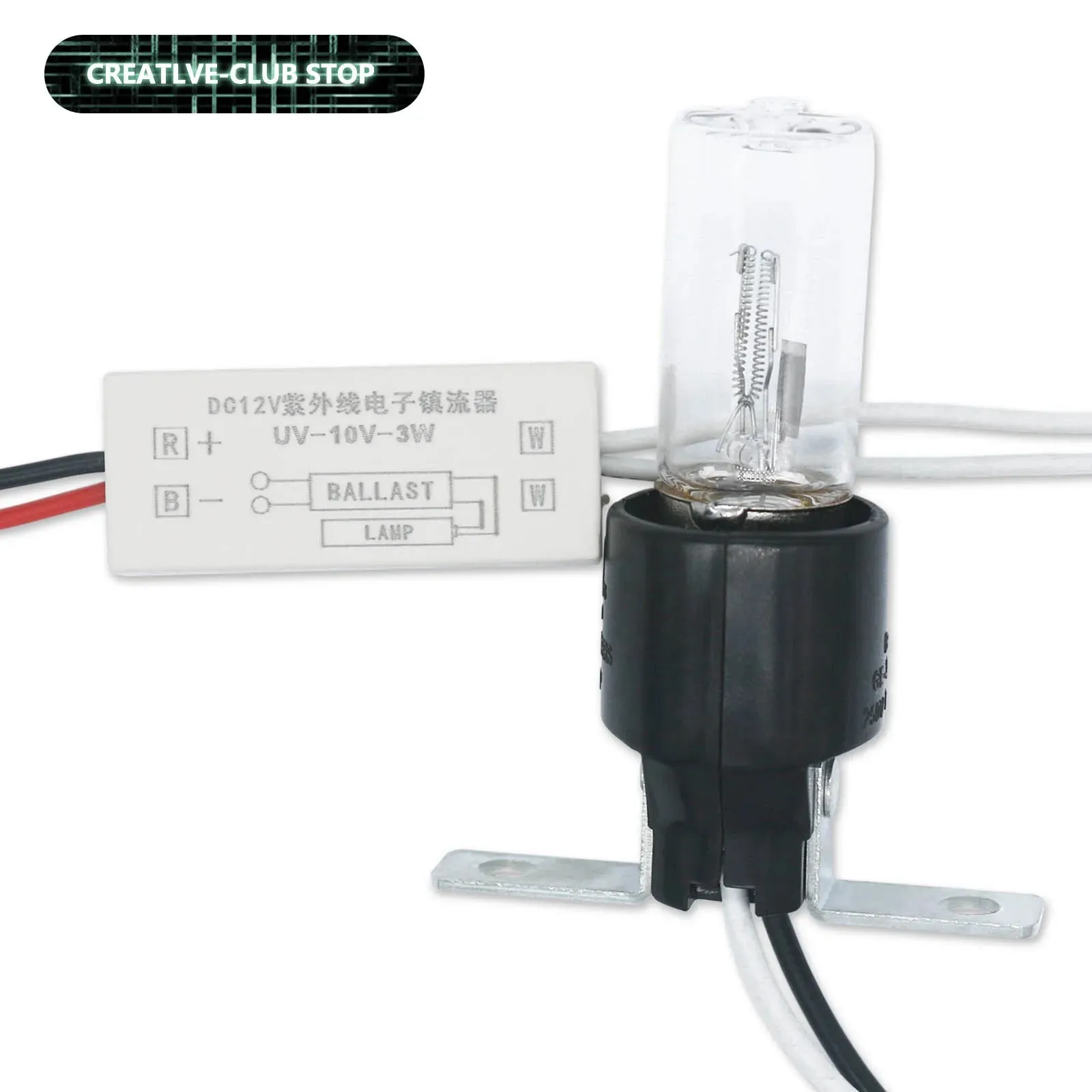 Luci ultraviolette da 3 W Lampada UV DC 12 V Lampada steril Luce germicida 185-254 nm Sterilizzazione per frigorifero Asciugatrice Microonde