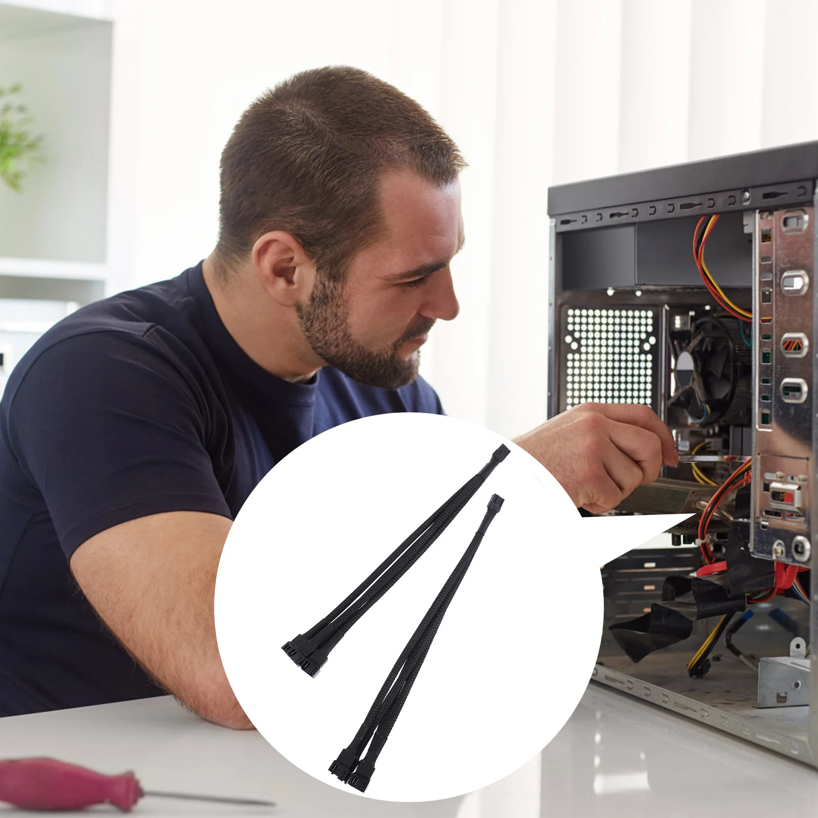 

2pcs Fan 1 To 4 Converter Pwm Fan Splitter Cable Sleeved Y Splitter For Cooling Fans Pc Cpu Case Motherboard Extension