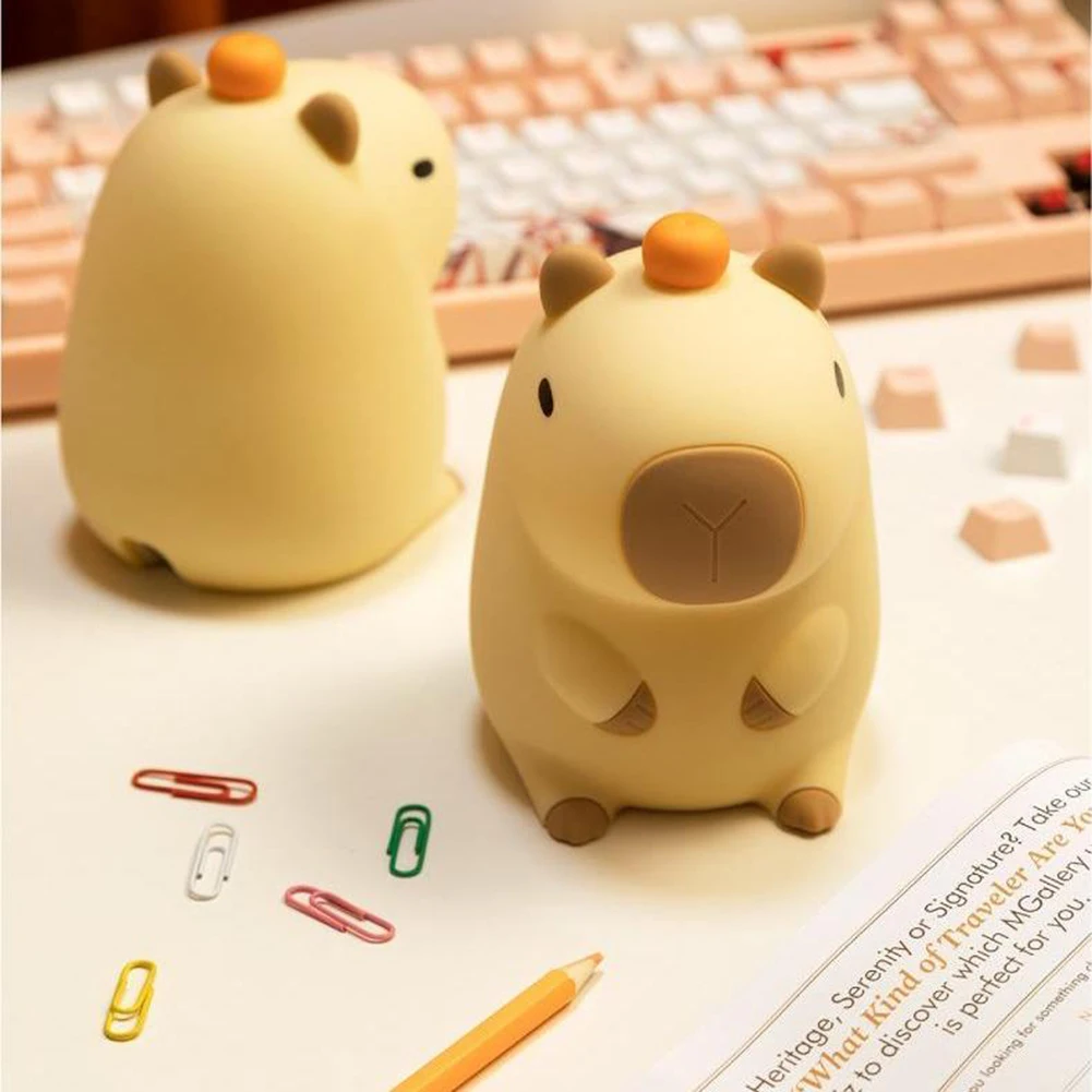 Niedliche Silikon Capybara Nachtlicht Kinder Nachtlicht Geschenk USB wiederauf ladbare Tier Touch Nachttisch Lampe Timing-Funktion