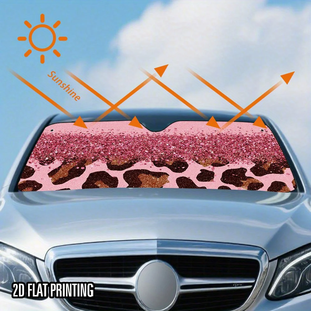 

1 розовый автомобильный солнцезащитный козырек с блестками и леопардовым принтом - стильный, складной, легко хранить, подходит для легковых автомобилей, внедорожников и грузовиков, унисекс, полиэстер, для переднего стекла