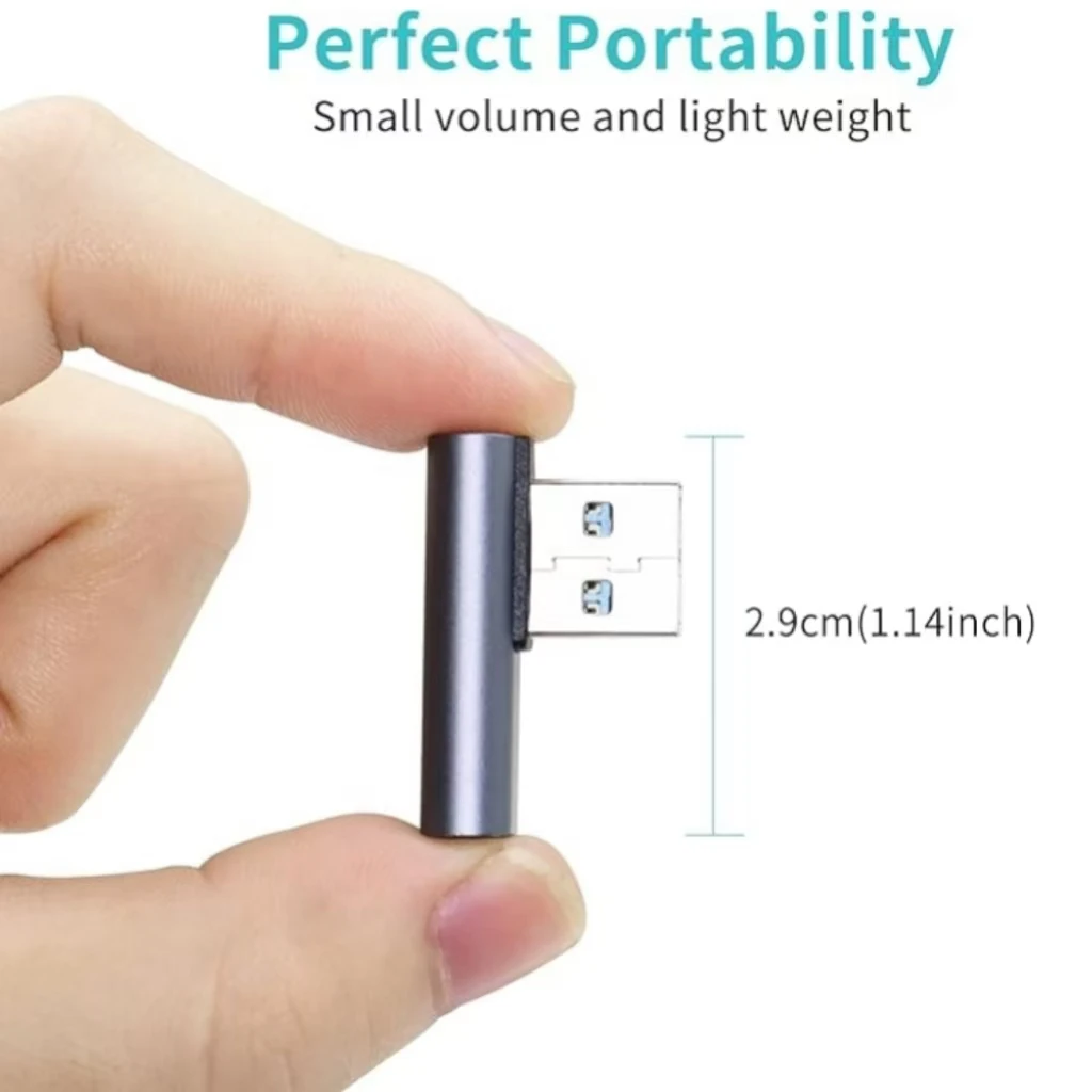 90 Degree Right Angle USB‑A Male to Type‑C Female Adapter USB3.1 10Gbps 2‑Direction Forward Reverse Connector 2 Styles Optional