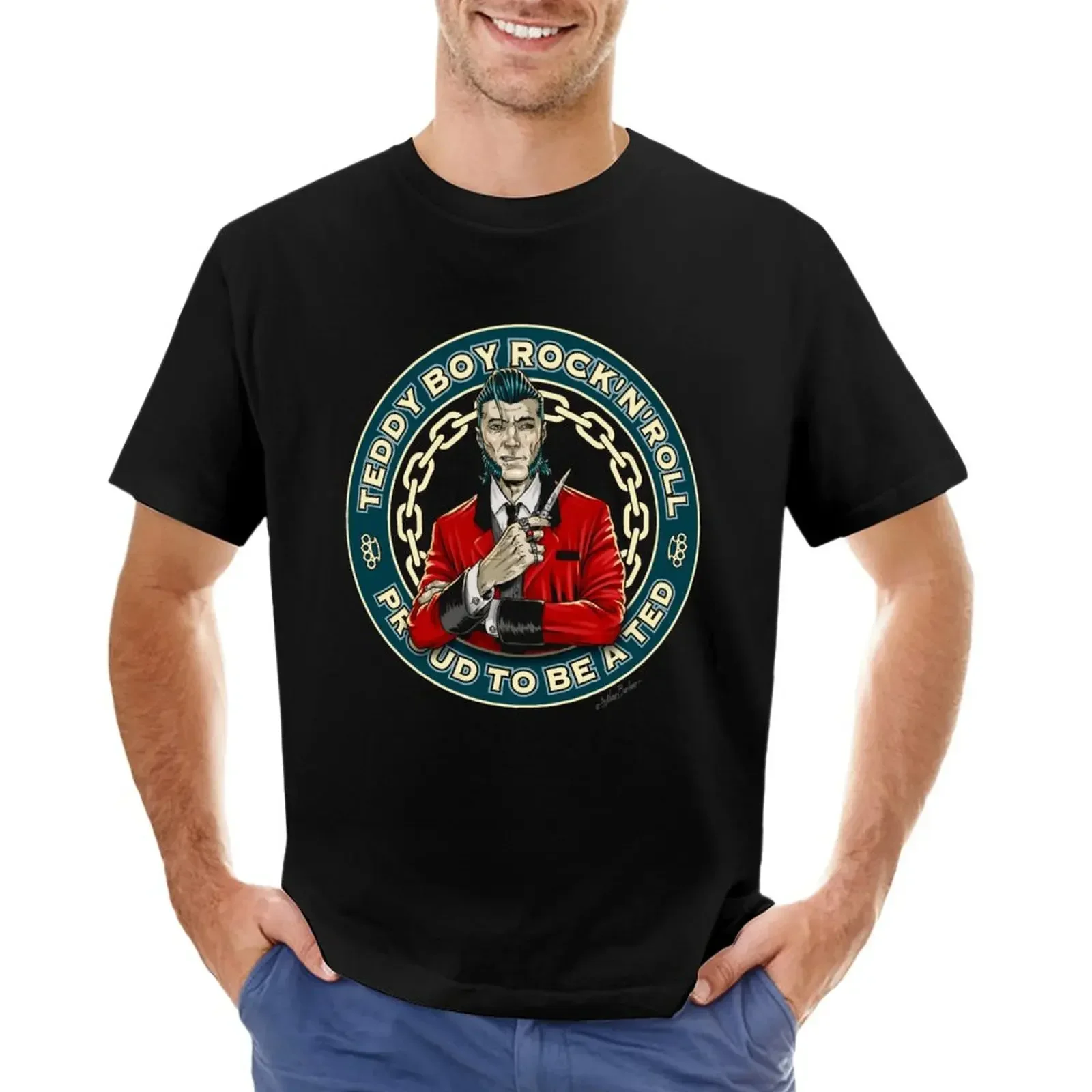 Camiseta de Teddy Boy Rock n roll para hombre, camisetas gráficas, camisetas de verano sublime