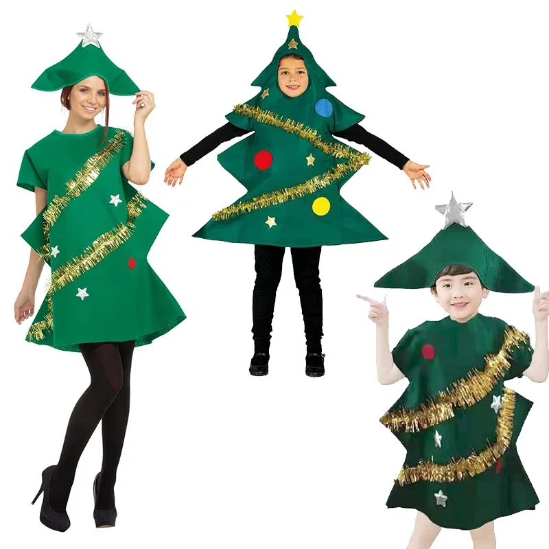 

Christmas Tree Cosplay Stage Costume Adult Kids Holiday Party Fancy Dress Creativity Fun Christmas Jumpsuit Partywear