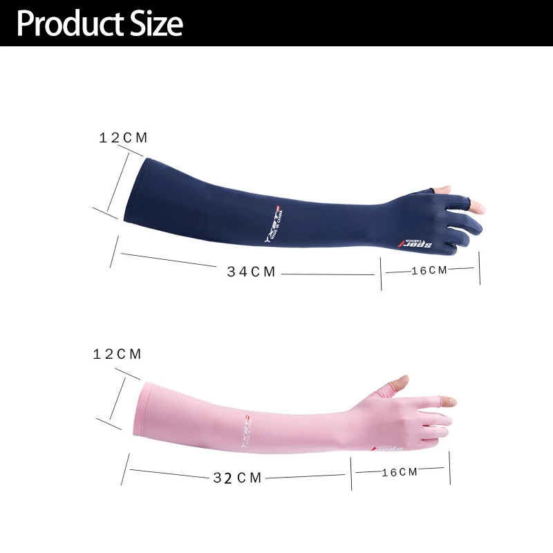 Luvas de proteção solar antiderrapante luvas de verão anti-ultravioleta elástico pesca legal condução passeio manga longa feminino braço manguito