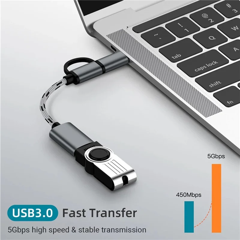 【スーパーディール】5X 2 In 1 USB OTG ケーブル Type-C/Micro-USB - USB 3.0 アダプター編組設計データ転送ケーブル Andriod 電話用 (G)