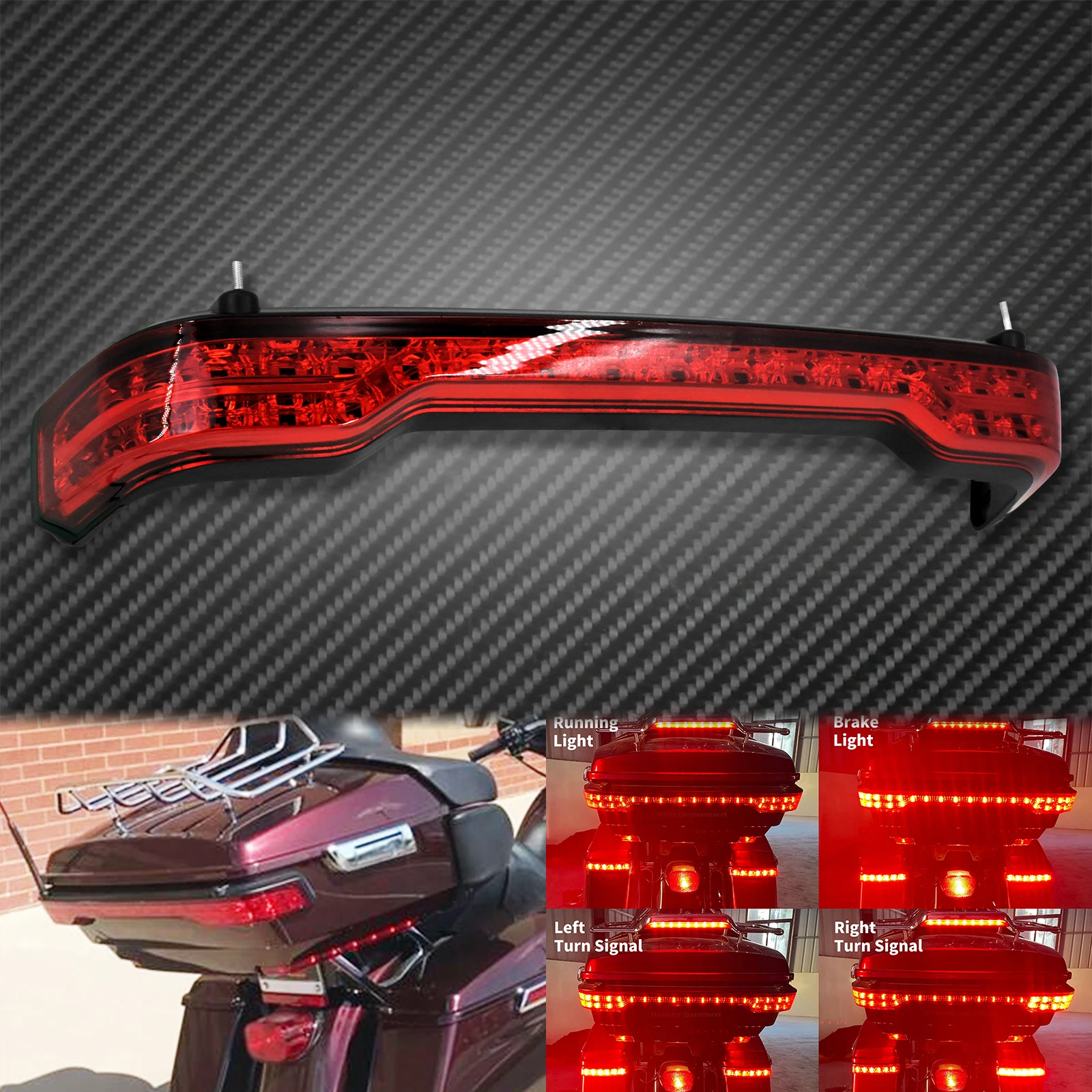 Tour traseiro da motocicleta-pak king tour pacote tronco sinal de volta freio led luz para harley touring estrada electra glide limitada 14-2021