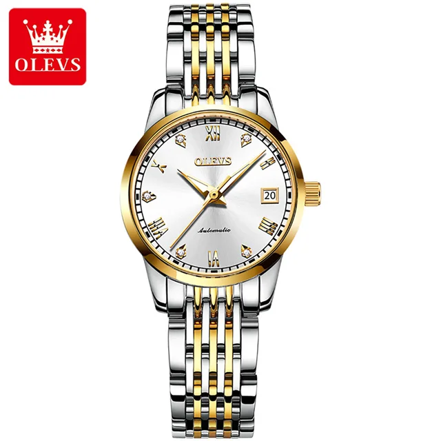 100 % Original OLEVS automatische mechanische Paar-Armbanduhren für Damen und Herren, wasserdichte Uhren, Uhrenset für Sie oder Ihn 9