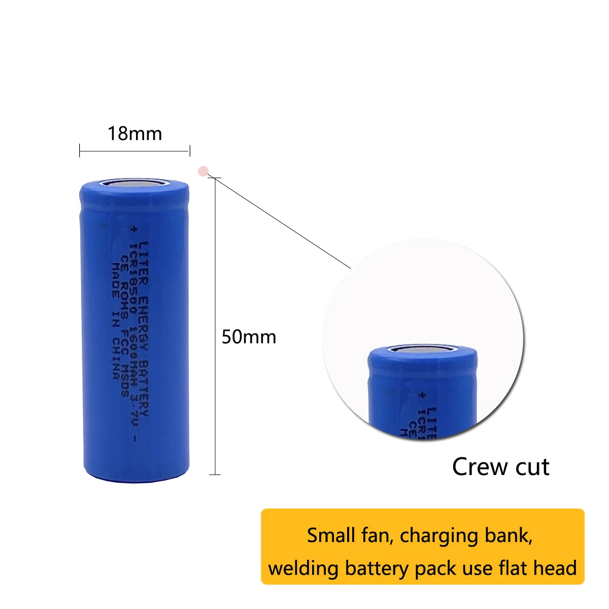 Original Liter energy battery ICR 18500 Battery 3.7V 1600mAh li-ion Rechargeable Battery