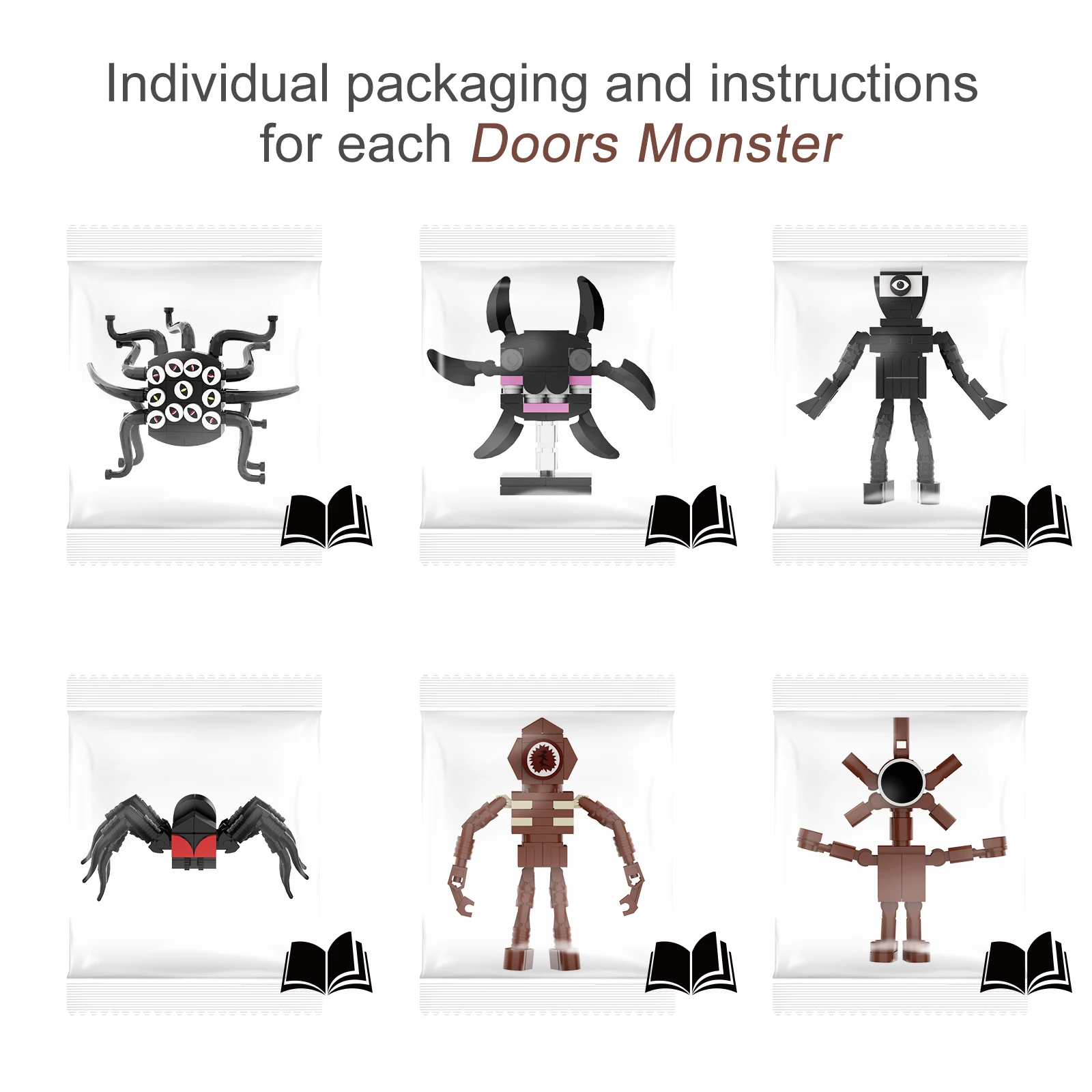 BuildMoc Mini Horror Game Doors Demo Villains Figures Building Block Set Screech Tentacle Man-Eating Monster Toys Children Gifts