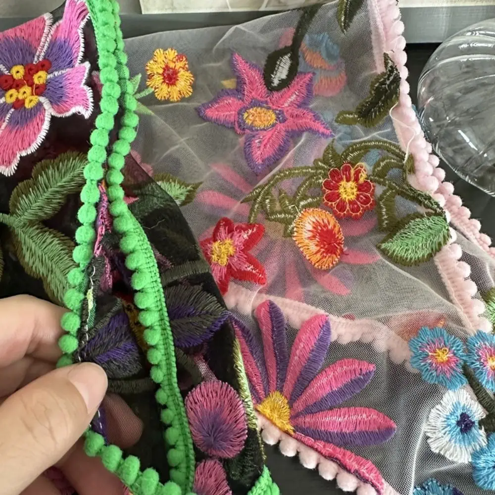 Écharpe triangulaire en dentelle à fleurs, bandeau pour cheveux, bandana bohème, foulard à la mode