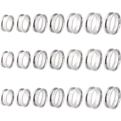 21pcs 7 Size Blank Ring Stainless Steel Finger Ring Grooved Core Inlay Ring for Resin Round Empty Ring Blanks for Jewelry Making