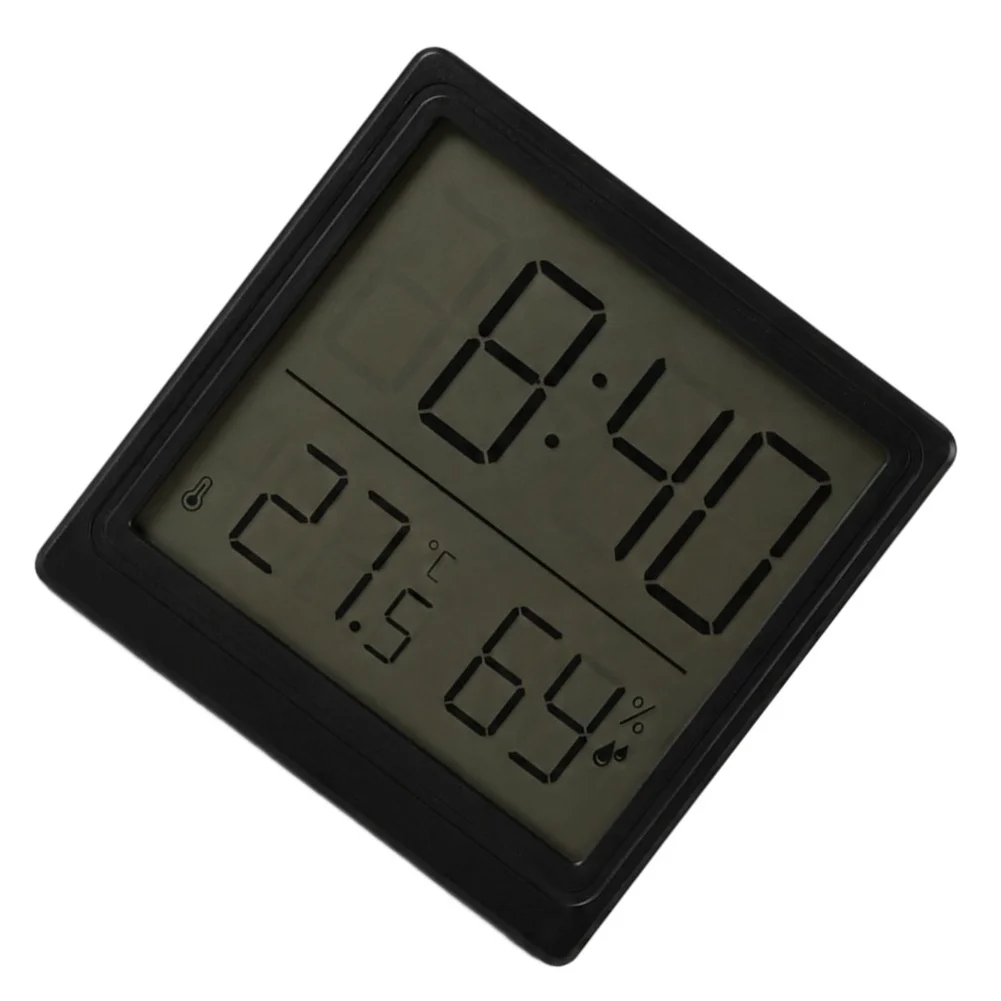 Wall Mount Hygrometer Digital Thermometer Hygrometer 12 24 Hour Format Abs Plastic Material Clear Visibility Black