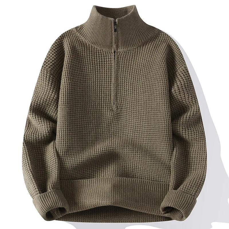 Cuello alto NEWARRIVAL Top térmico sólido con media cremallera estilo cuello alto para hombre