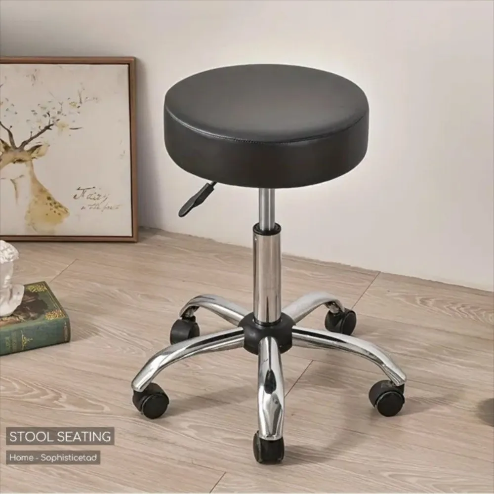 PU Leather Round Seat Cover Waterproof Solid Color Rotating Chair Slipcover All Inclusive Dustproof Bar Stool Chair Cover