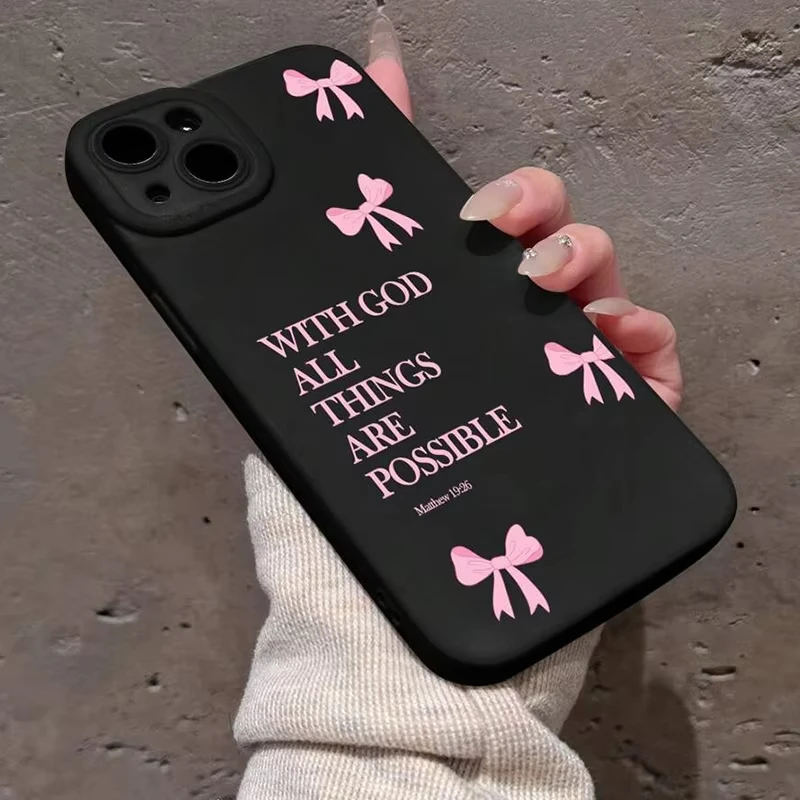 الحد الأدنى الوردي جرلي القوس شعار الهاتف لينة الحال بالنسبة آيفون 16E 16 15 14 13 12 11 برو ماكس 13 12 Mini X XS XR 7 8 Plus SE2 غطاء