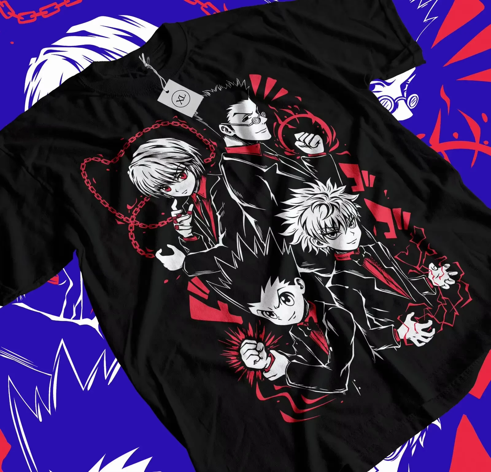 Hunter X Hunter Gon Killua Kurapika Leorio Red Chain Manga Anime Graphic T-Shirt Unisex Oversized Y2K Streetwear Cotton Tee