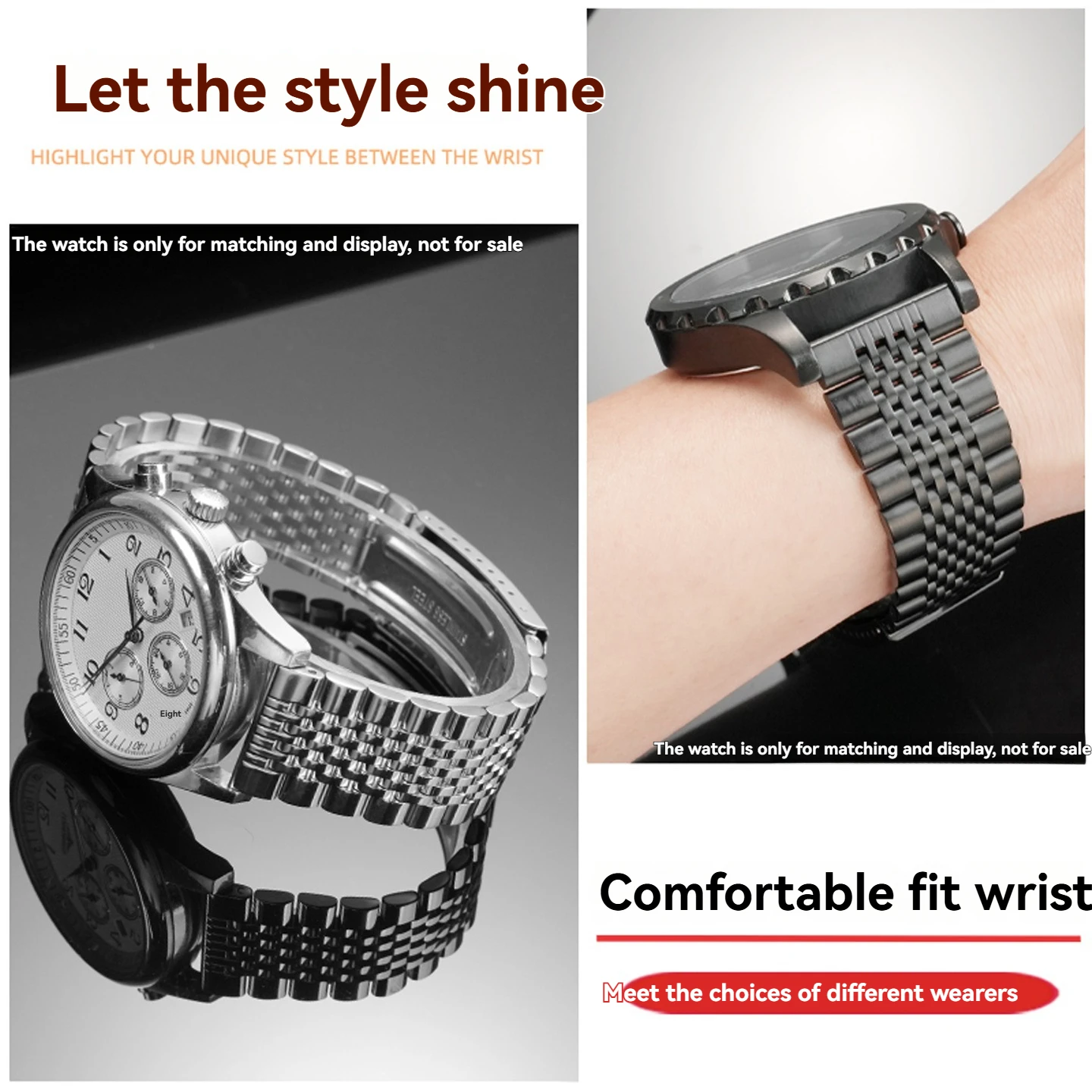 シチズン、ティソ、アルマーニ、カシオDW対応、多ブランド汎用、通気性のあるブレスレット付きメンズソリッドステンレススチール腕時計、20mm/22mm