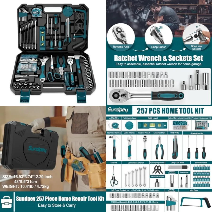 

Home Tool Kit - Household Basic Repair Tool Set for Men Women - General Hand Mechanic's Tool Set Screwdriver Set Wrench Set Soc