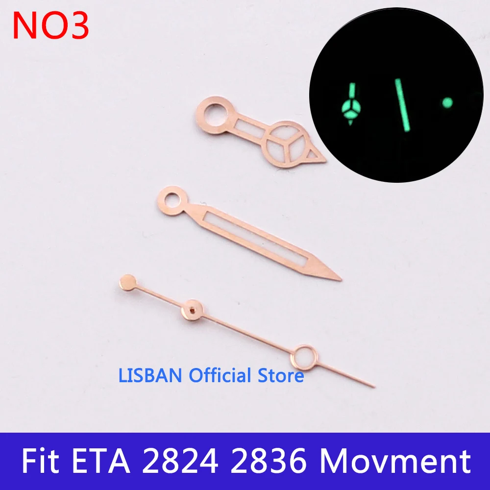 Lisban Watch Hands Green Luminous Hands fit NH35 NH36 ETA 2836 2824 Miyota 8205 8215 821A Mingzhu DG2813 3804 PT5000 Movement