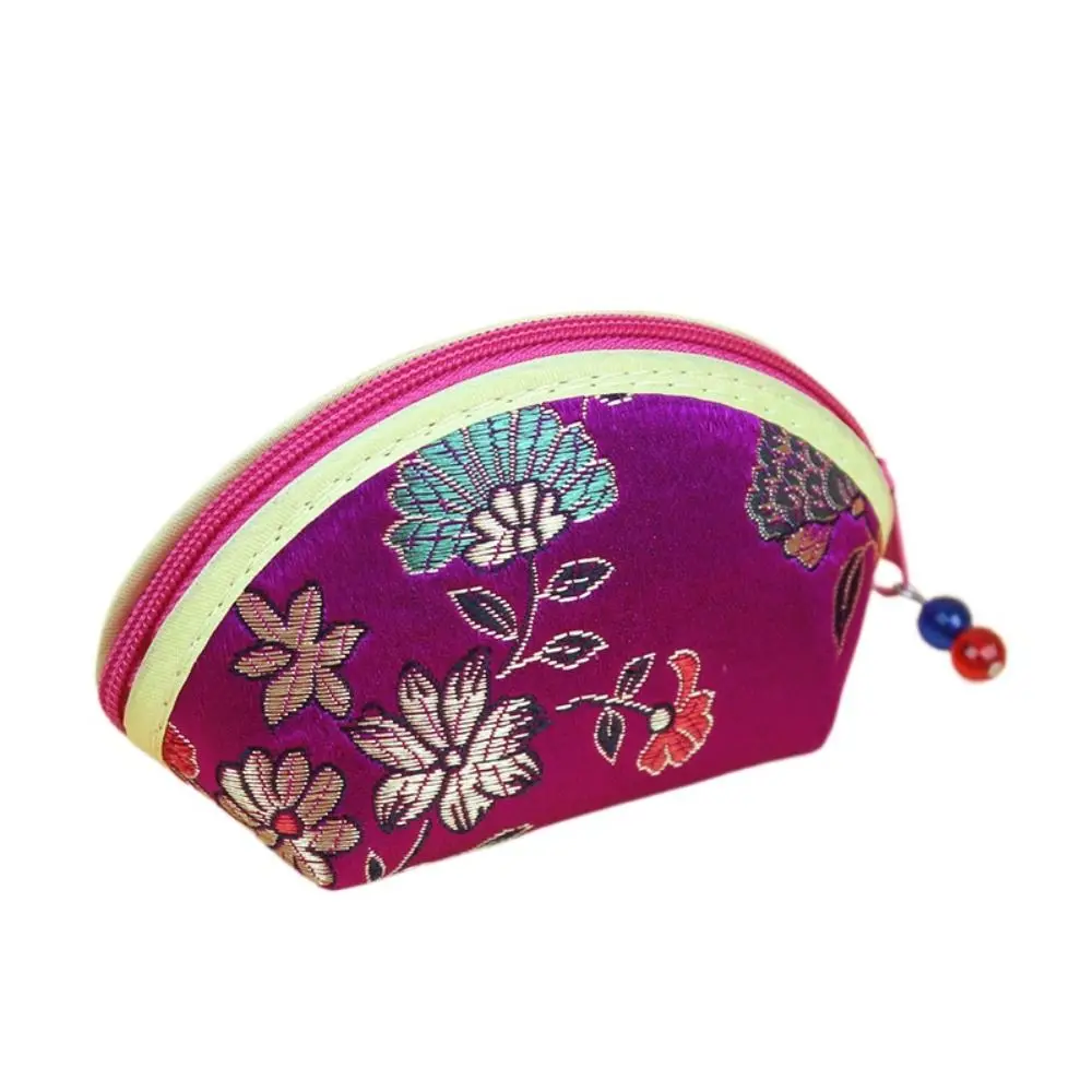 Exquisite Cloth Embroidery Coin Pouch Flower Multi Color Shell Coin Pouch Bracelet Bag Auspicious Cloud Cloth Wallet Ladies