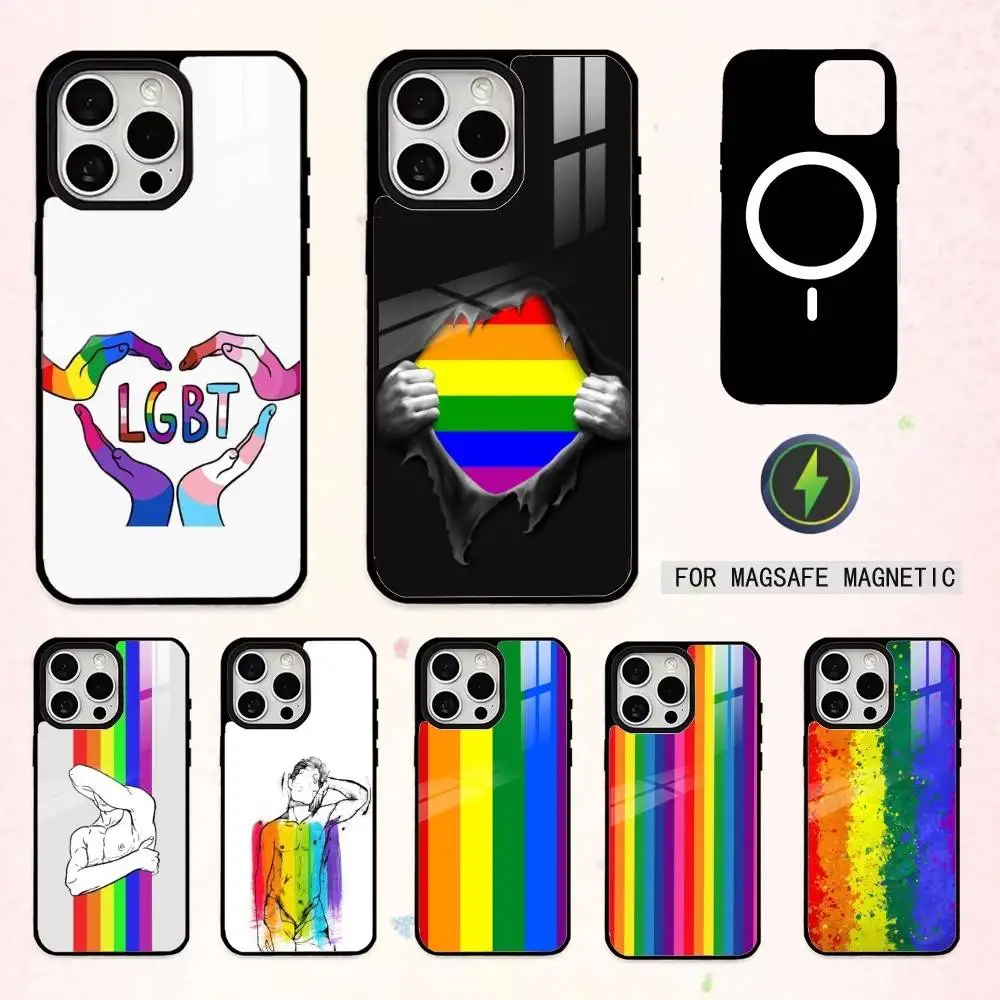 

LGBT R-Rainbow Flag Gay Phone Case For iPhone17,16,15,14,13,12,11 Plus,Pro Max Magnetic For Magsafe Wireless Charging