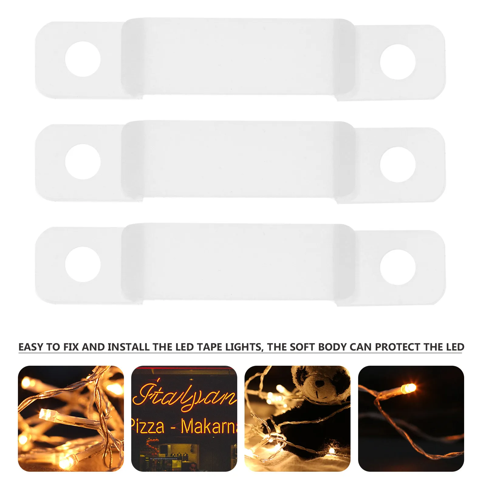 200Pcs LED Strip Lights Clips Transparent Silicone Fixing Brackets Easy Install Fasteners for Waterproof Dc12 24V Tape Light