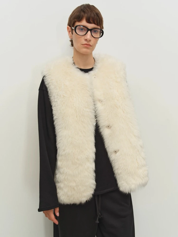 Haut de gamme de luxe Toscana fourrure d'agneau sans manches gilet vestes femmes automne hiver Simple classique court en cuir véritable manteau de fourrure