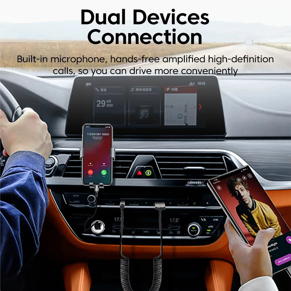بلوتوث 6.0 استقبال الصوت USB إلى 3.5 مللي متر AUX سيارة محول لاسلكي ستيريو الموسيقى مع هيئة التصنيع العسكري يدوي دعوة لاستقبال BT سيارة