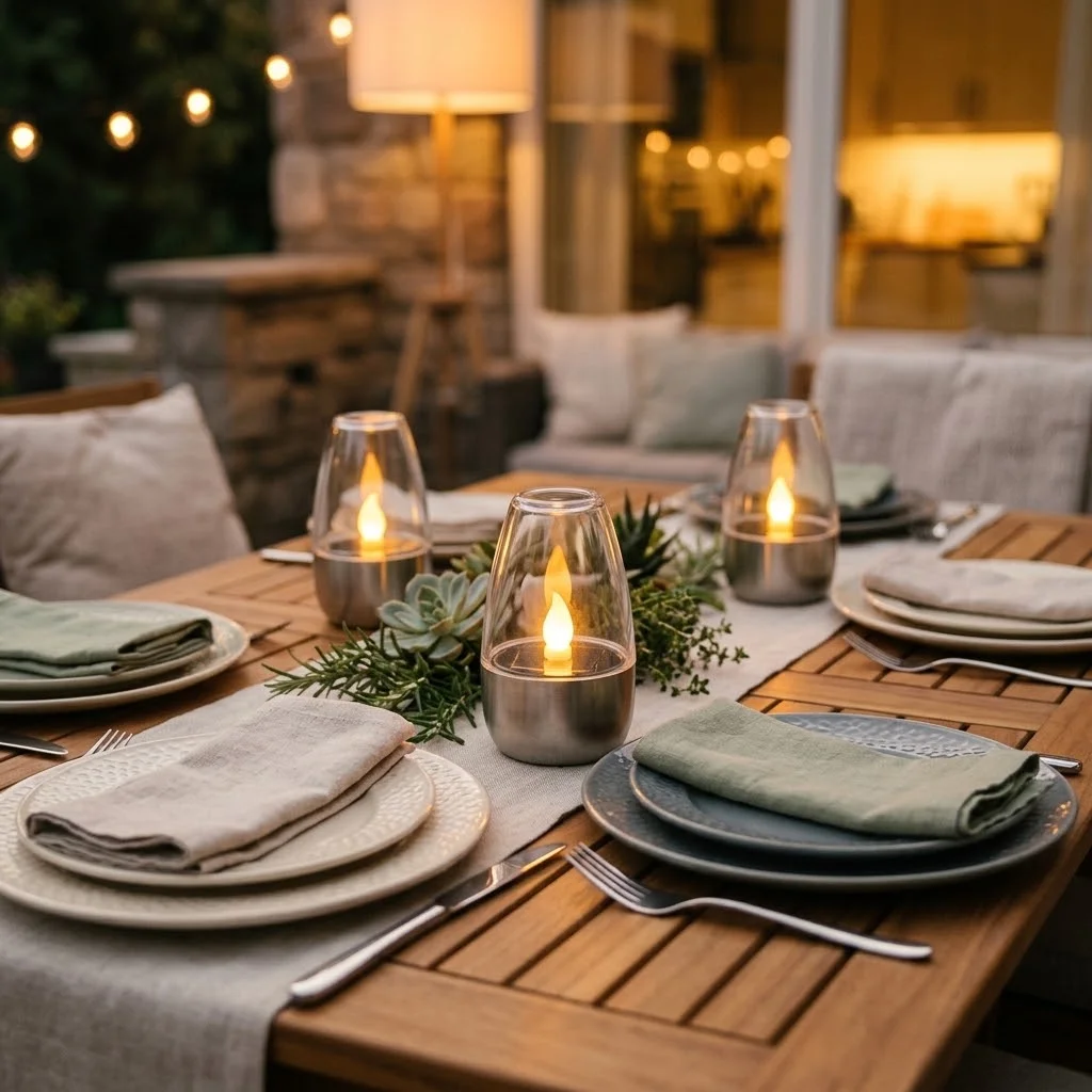 Outdoor Lighting Dusk To Dawn - 【6個入り】ソーラーLEDキャンドルライト（炎なし）、ステンレス製、IP44防水、ソーラー充電式、ゆらめく炎を再現、850mAh、日没から日の出まで自動点灯、ガーデン、パティオ、結婚式の装飾に最適な屋外テーブルランタン。