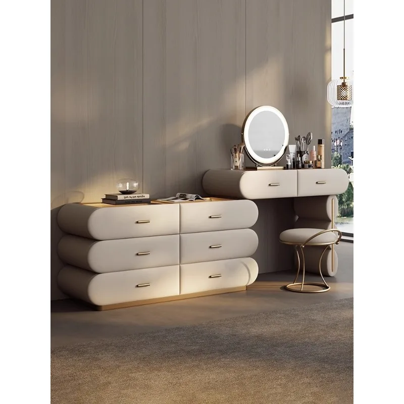 

Master Bedroom Modern Simple Dresser Desk Makeup Table Integrated Corner Storage Cabinet Cream
