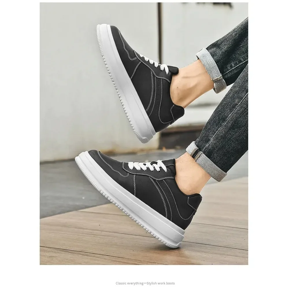 

2025 New Height Increasing Shoes for Men 10cm Invisible Elevator Sneakers White Leathe Sport Zapatillas De Hombre Big Size 45