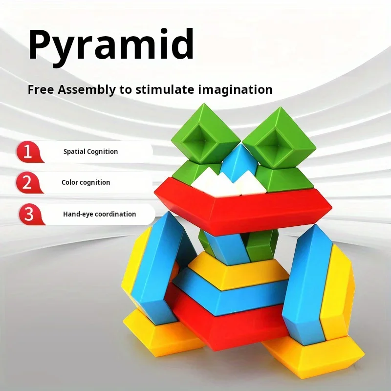 15PCS/30PCS/60PCS Multifunctional Building Block Pyramid Stacking Children\'s Puzzle And Creative Assembly Toy Games