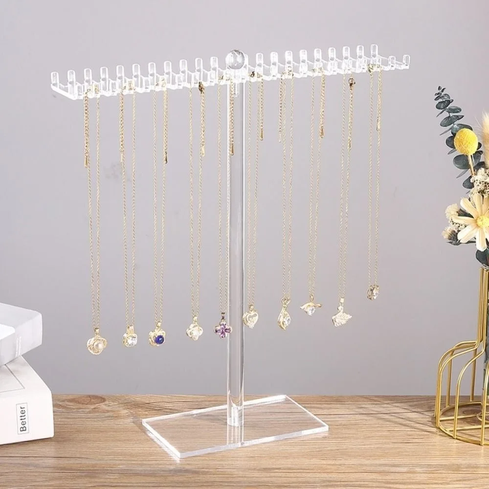 Organizer Rack Acrylic Holder Transparent Bilateral Hook Jewelry Display Stand With Base Bracelet Organizer Pendant Display