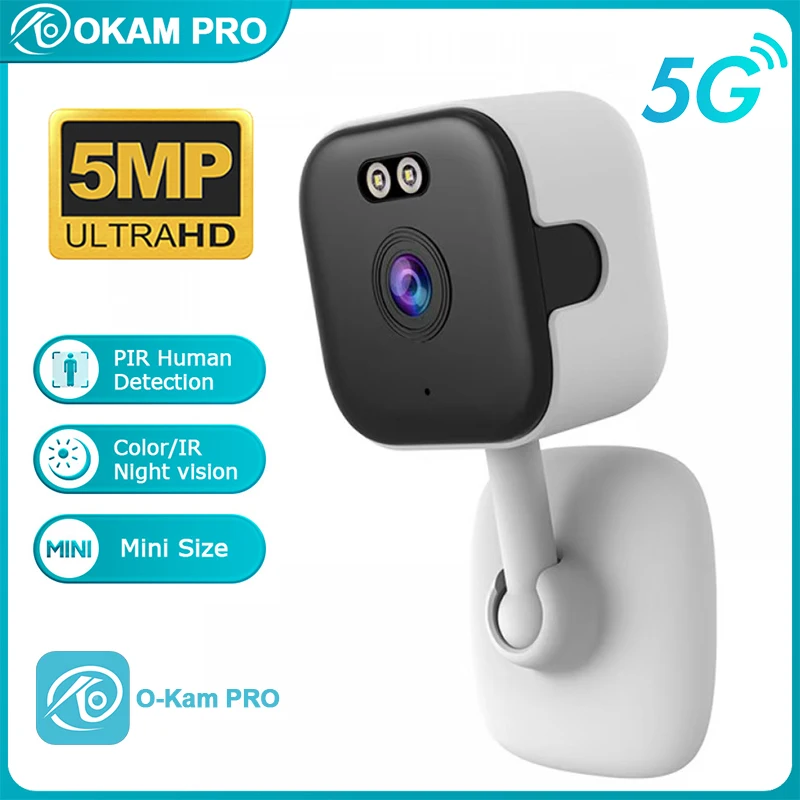 

OKAM PRO APP Home Camera HD 5MP Mini 5G WiFi Indoor Camera with Human Detection 5X ZOOM Baby Monitor 24/7 Video Record CCTV