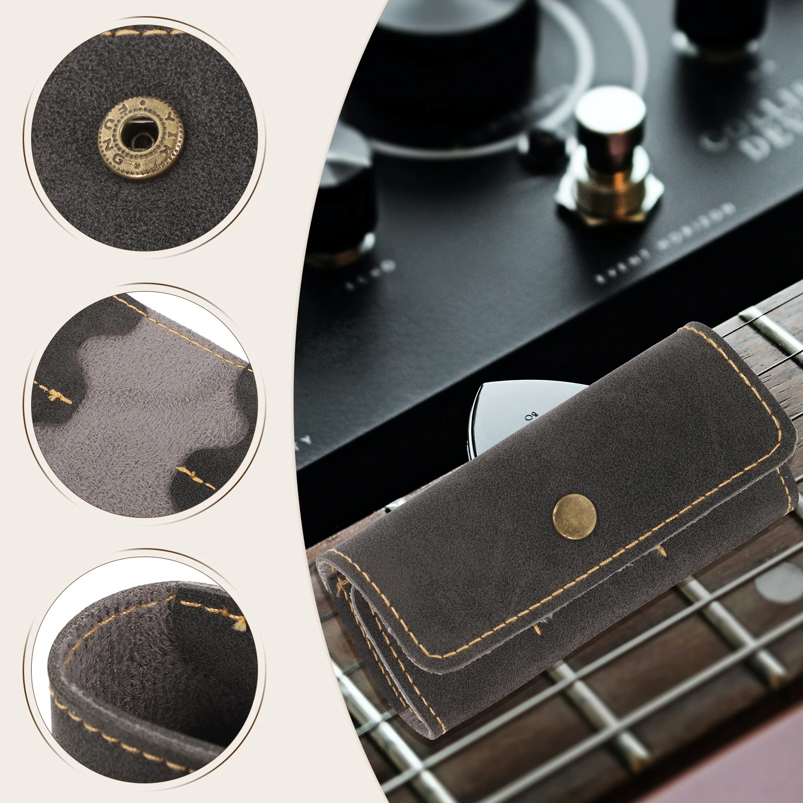 

2Pcs Guitar Pick Storage Bag Exquisite Craftsmanship Beautiful Appearance Durable Holder PU Guitar Pick Holder