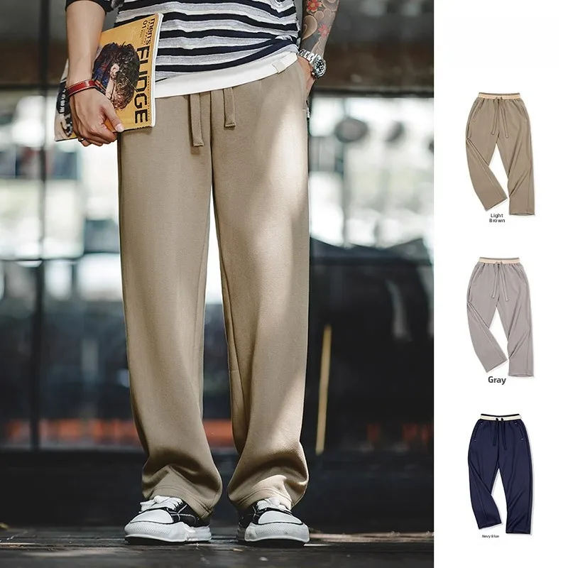 

Maden Casual Loose Fit Straight Leg Pants Men's Autumn Wear Comfortable Elastic Air Layer Workwear Sweatpants Youth Sle