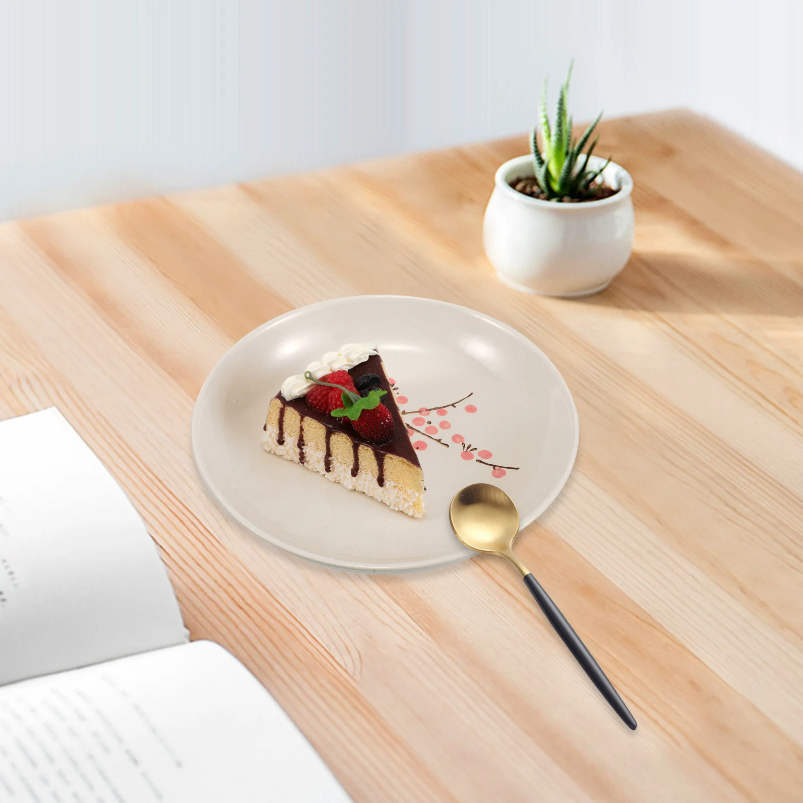 

Round Porcelain Plate Vintage Style Hand-Painted Plum Blossom Design Underglaze Color Serving Plates for Snacks Soups