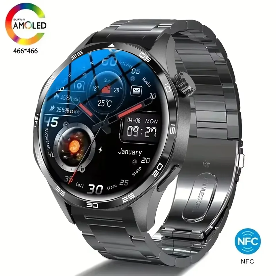 

For Huawei GT5 PRO Smart Watch Men NFC Watch 5 Pro AMOLED HD Screen Bluetooth Call GPS Trajectory Heart Rate Compass SmartWatch