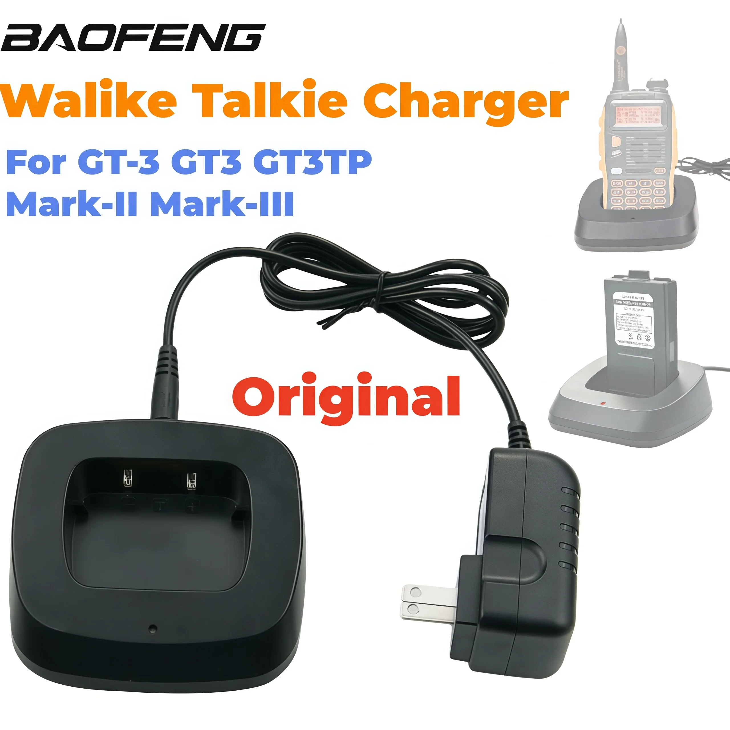 BAOFENG – Station de chargement talkie-walkie originale, pour BAOFENG GT-3 GT-3TP GT3 GT3TP Mark-II Mark-III, Base de chargeur Radio bidirectionnelle