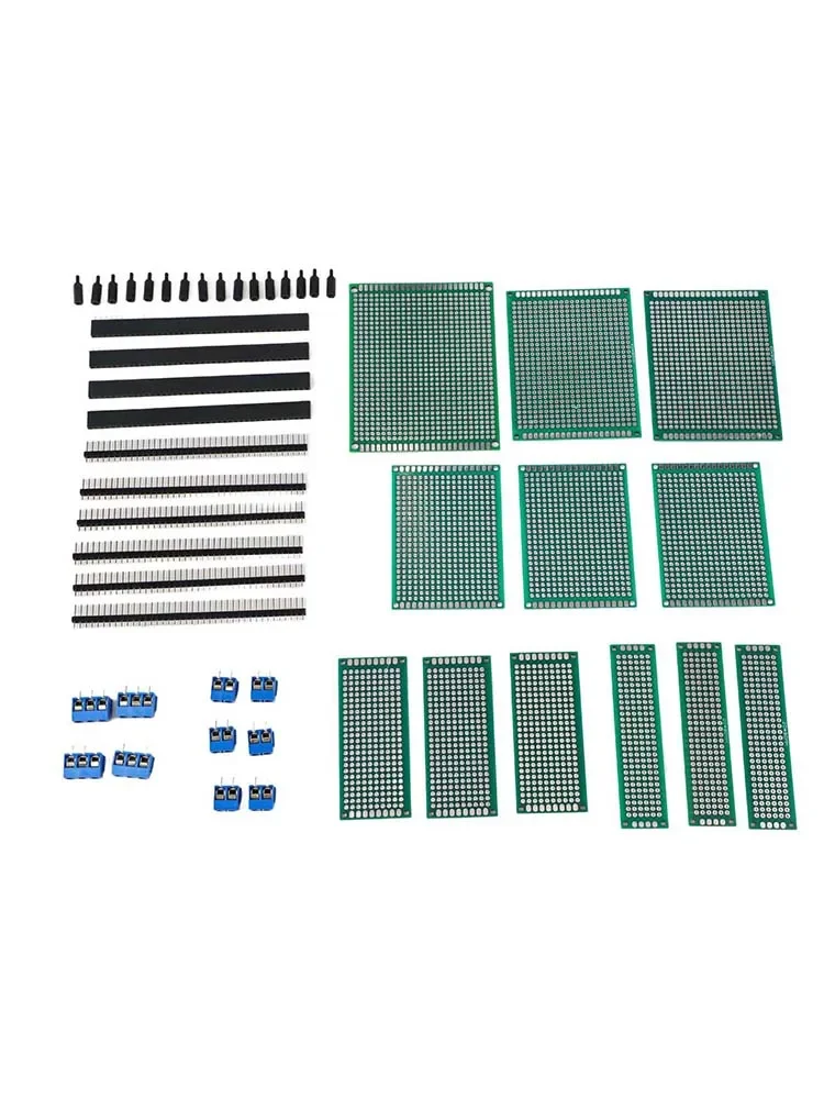 48P Double Sided PCB Board Set FR4 DIY Soldering Circuit Kit With Screw Terminals Pin Headers For Arduino Electronic Projects