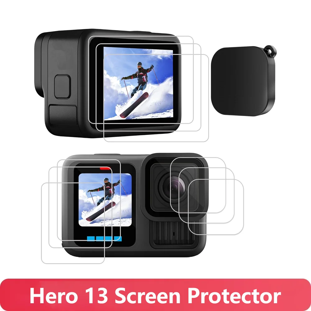 

For GoPro Hero 13 Screen Protector 9H Ultra Clear Tempered Glass Silicone Lens Protective Cover for GoPro Hero 13 Action Camera