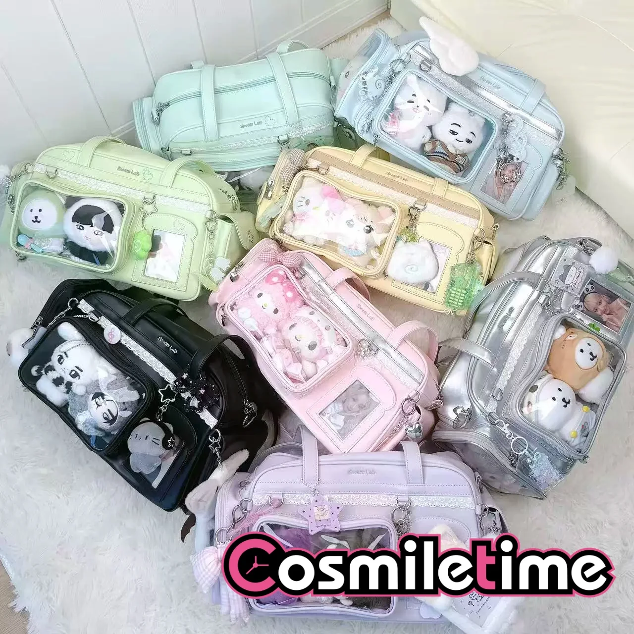 Kawaii ItaBag Transparent Clear Window Crossbody Shoulder Messenger Bag For 10cm Cotton Plush Doll Idol Badge Display Itabag YZ