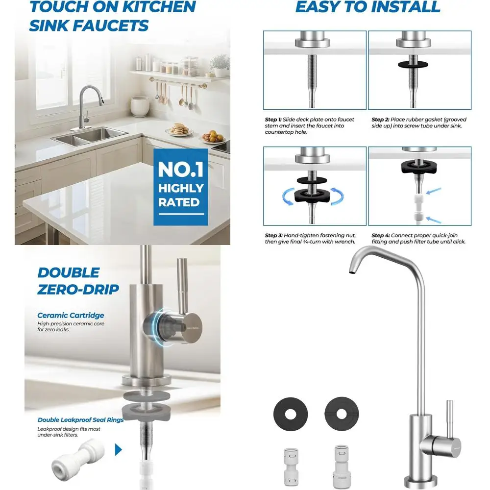 

Lead-Free Brushed Nickel Reverse Osmosis Water Filter Faucet System
