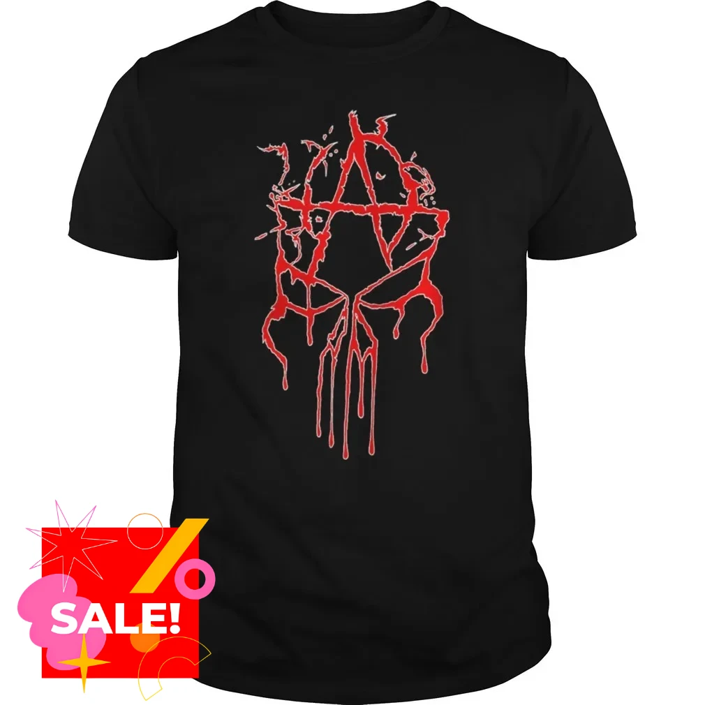 Anarchy Symbol Flowing Blood Punishment Skull T-Shirt 100% Cotton O-Neck Summer Short Sleeve Casual Mens T-shirt Size S-3XL