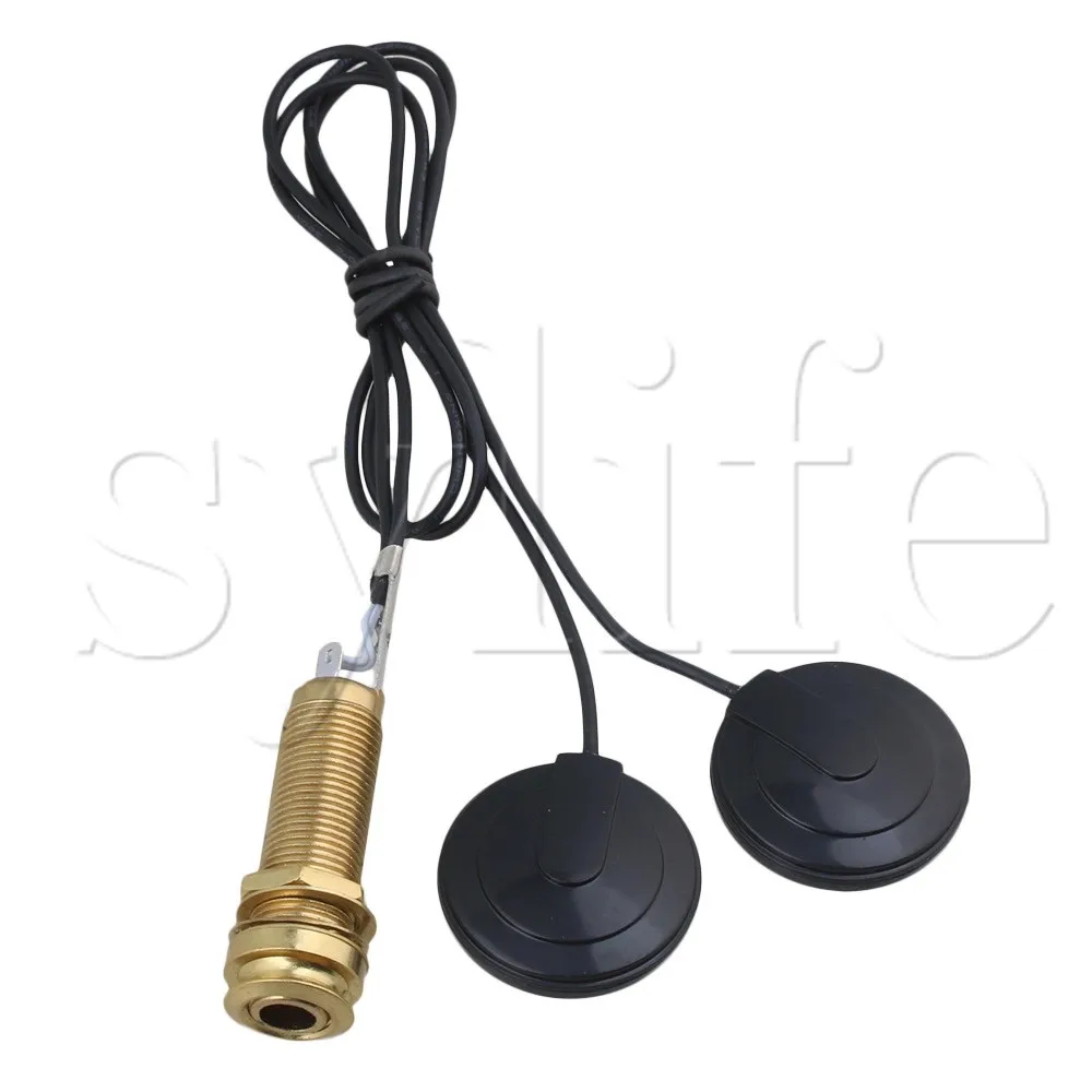 Golden Piezo Contact Microphone Pickup 6.35mm Jack for Mandolin Guitar