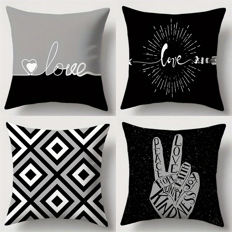Home Decor Love-themed Geometric and Peaceful Pillow Covers Pattern Cushion Cover Suitable for Sofa Bedroom Car Pillow Cover