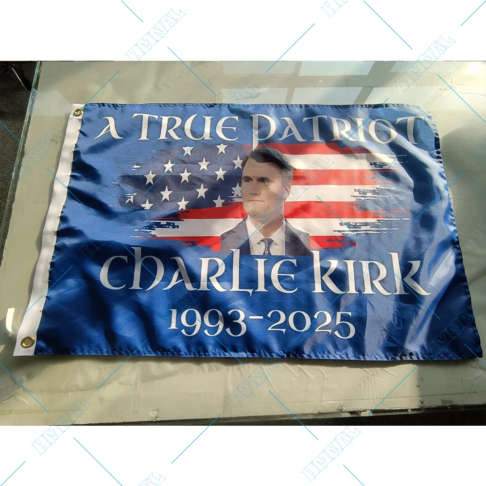 custom BANNER OF CHARLIE KIRK 3'X5' OR 2X3FT WITH FREEDOM flag